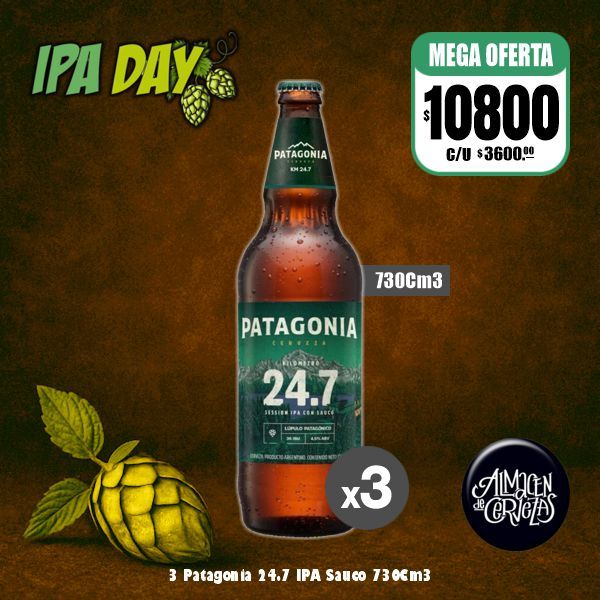 IPA DAY - 3 Patagonia 24.7 IPA Sauco 730 Cm3