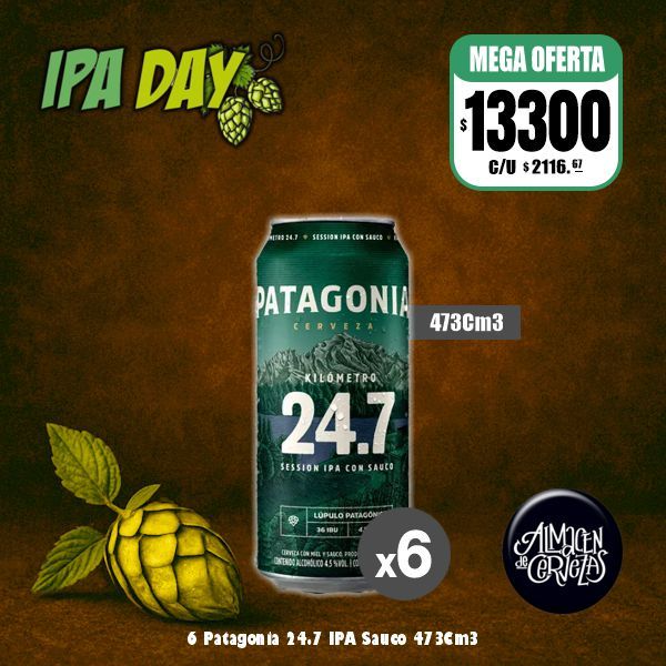 IPA DAY - Patagonia 24.7 IPA Sauco Lata 473Cm3