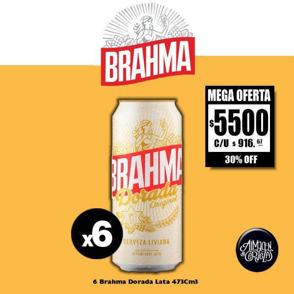 MEGA OFERTA - 6 Brahma Dorada Lata 473Cm3