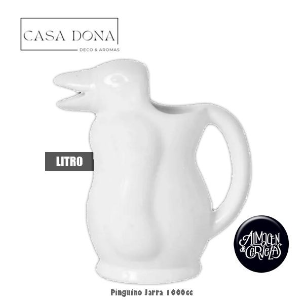 Pinguino Jarra Cerámica Blanco Litro