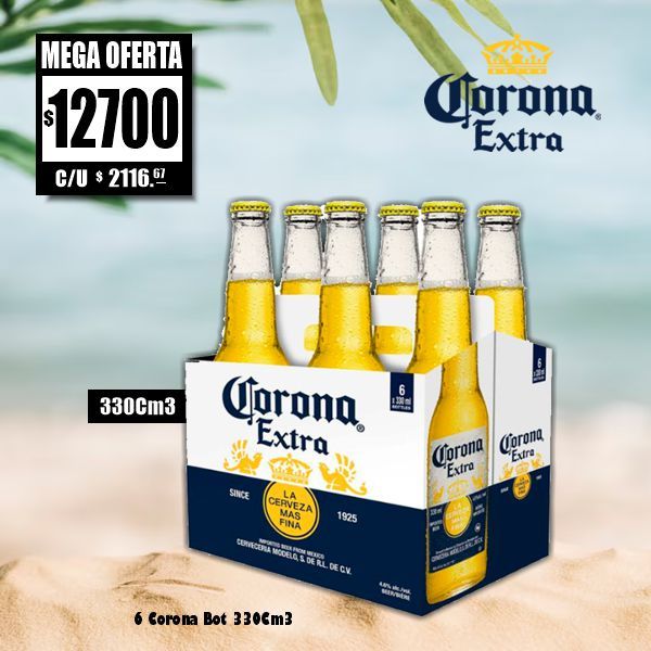MEGA OFERTA - 6 Cerveza Corona o Cero 330Cm3