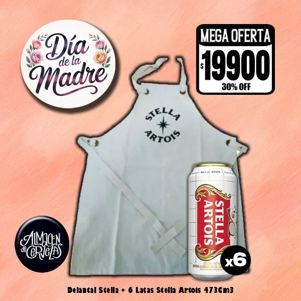Día de la Madre - Delantal + 6 Stella Latas 473Cm3