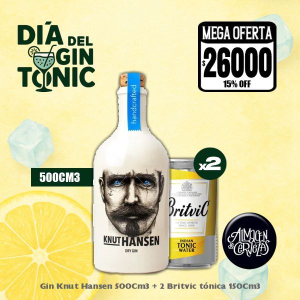 Día del Gin Τonic -Knut Hansen Dry 500Cm3 + 2 Britvic 150Cm3