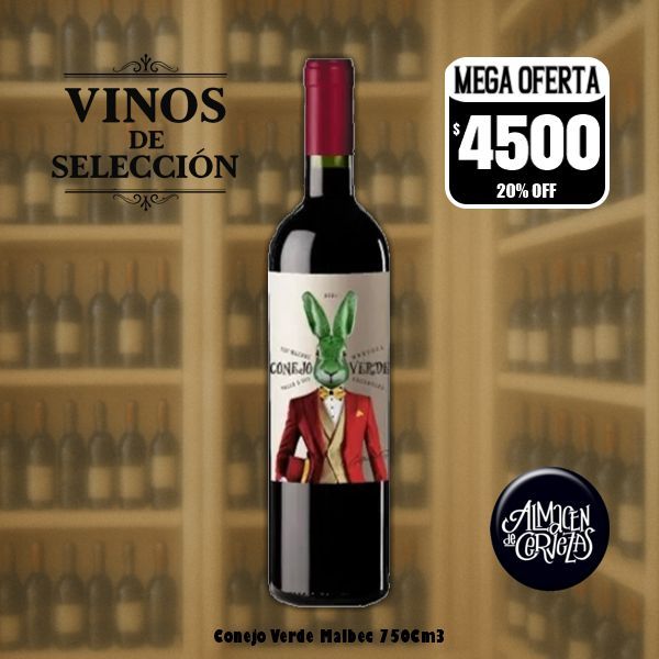 VINOS DE SELECCION - Conejo Verde Malbec 750Cm3