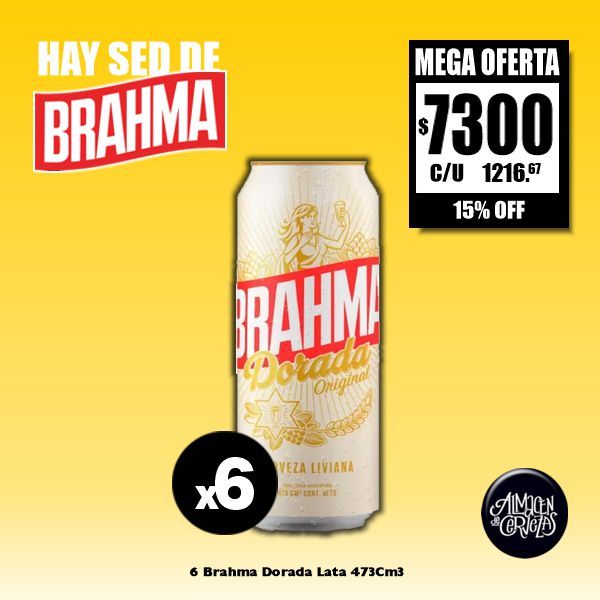 MEGA OFERΤA - 6 Brahma Dorada Lata 473Cm3