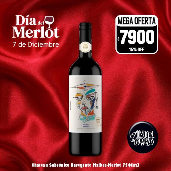 Día de Melot - Chateau Subsonico Navegante Merlot -Malbec 750Cm3