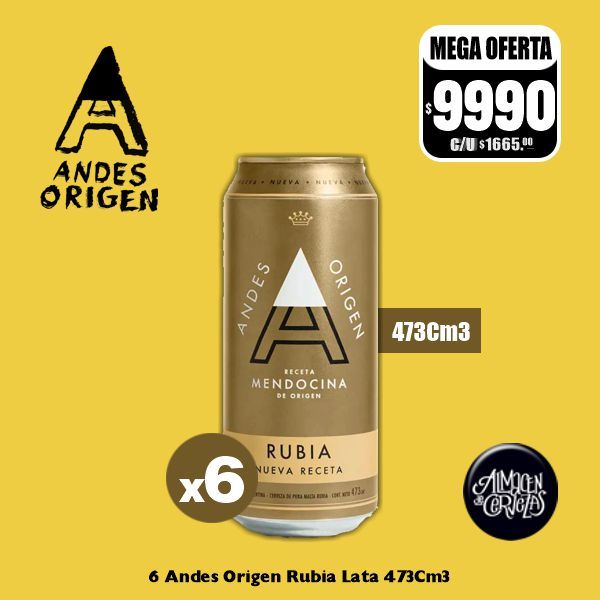 MEGA OFERTA - 6 Andes Origen Rubia Lata 473Cm3