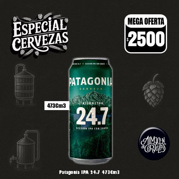 Especial Cervezas - Patagonia 24.7 IPA Sauco Lata 473Cm3
