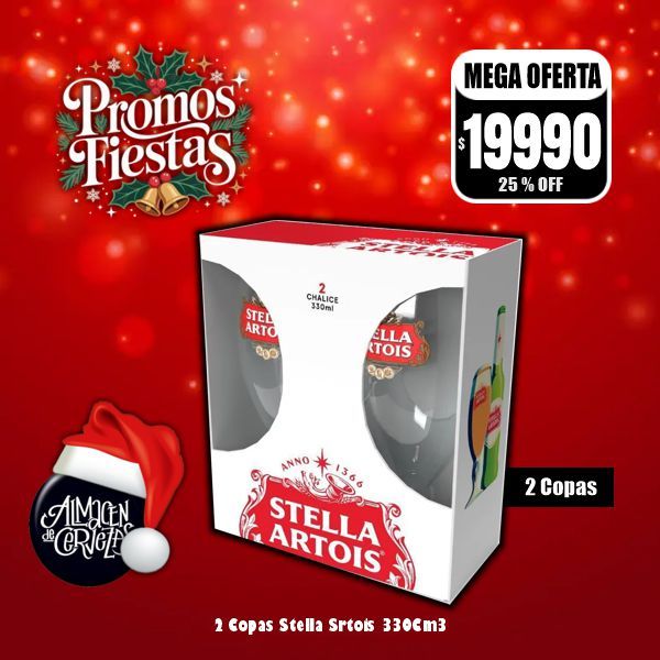 Promo Fiestas - 2 Cáliz Stella Artois 330Cm3