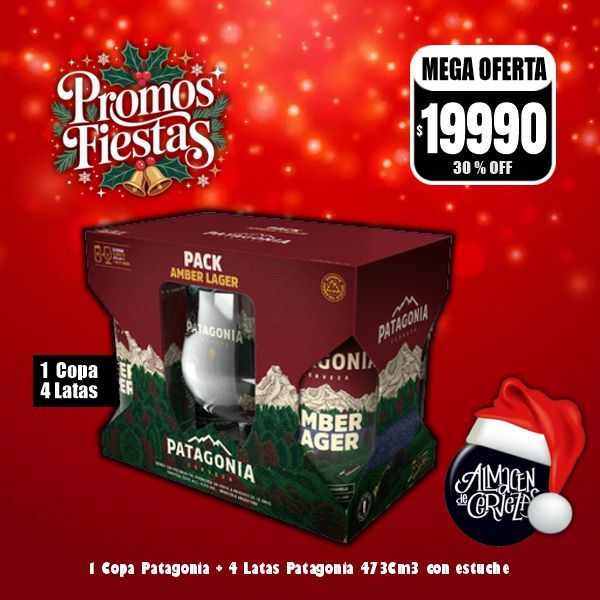 Promo Fiestas - Pack 4 Latas Patagonia + 1 Copa Patagonia