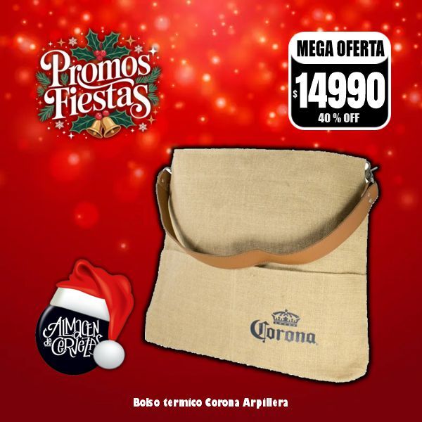 Promo Fiestas - Bolso Corona térmico tela arpillera
