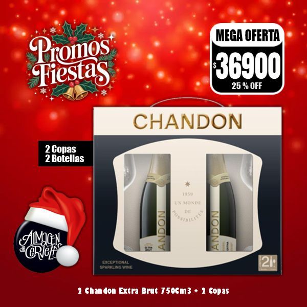Promo Fiestas - Chandon Extra Brut 750Cm3 + 2 Copas