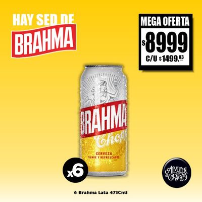 MEGA OFERTA - 6 Latas Brahma 473Cm3.
