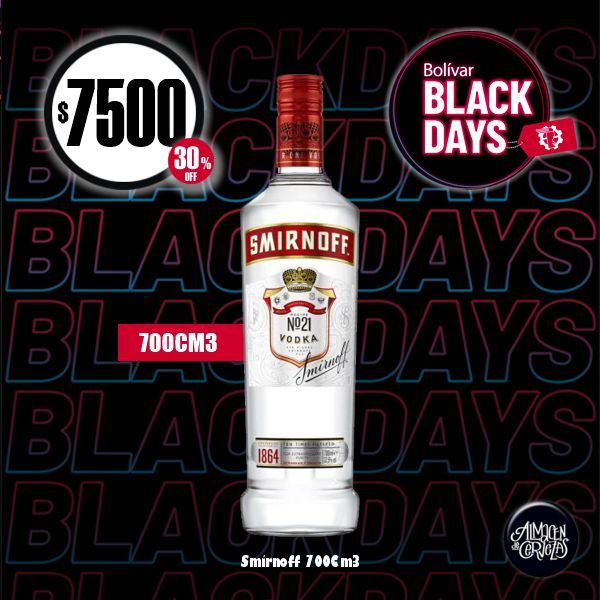 BLACK DAYS - Vodka Smirnoff 700Cm3