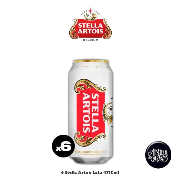 6 Stella Artois Lata 473Cm3