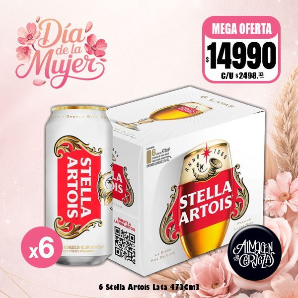 Día de la Mujer - 6 Latas Stella Artois 473Cm3