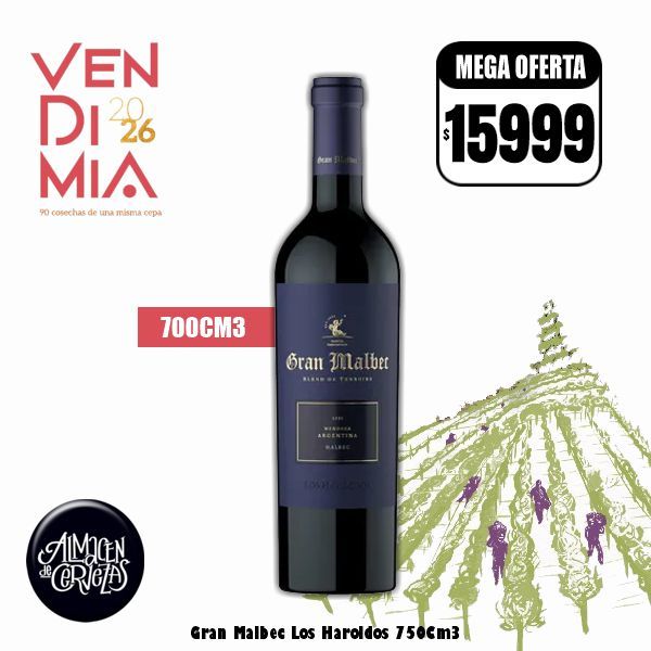 VENDIMIA 26 - Gran Malbec Los Haroldos 750Cm3