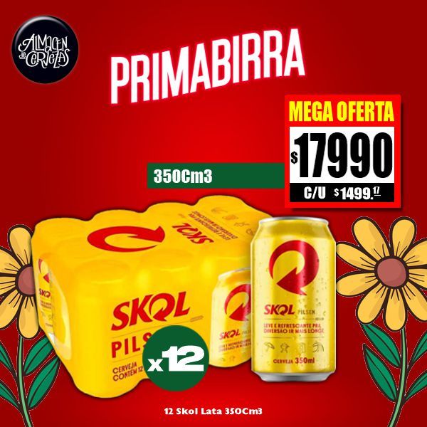 PRIMABIRRA - 12 Skol Lata 350Cm3
