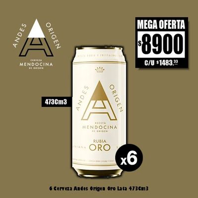 MEGA OFERTA -  6 Andes Origen ORO Latas 473 Cm3