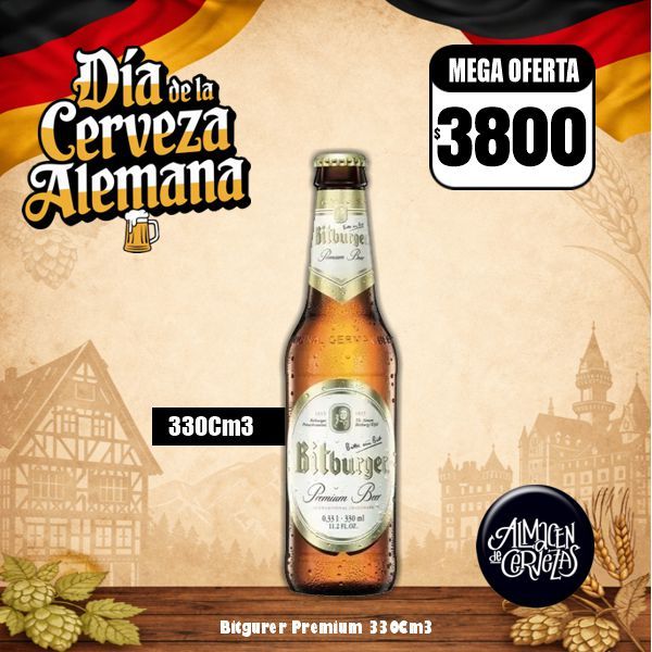 Día de la Cerveza Alemana - Bitburger rubia botella 330Cm3