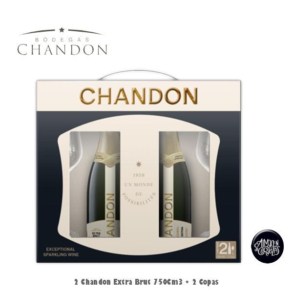 2 Chandon Extra Brut 750Cm3 + 2 Copas