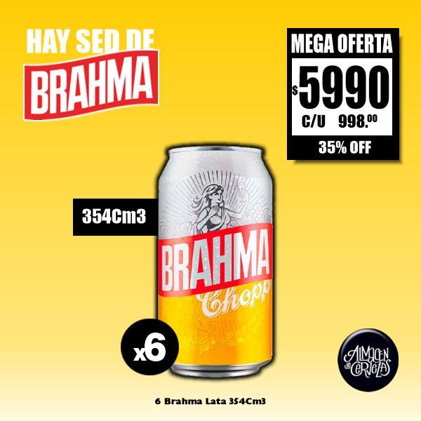 MEGA OFERTA - 6 Brahma Lata 354 Cm3