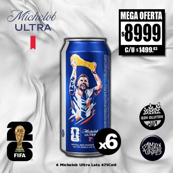 FIFA World Cup 2026 - 6 Michelob Ultra Lata 473Cm3 (SIN GLUTEN)