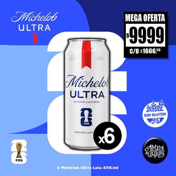 FIFA World Cup 2026 - 6 Michelob Ultra Lata 473Cm3 (SIN GLUTEN)