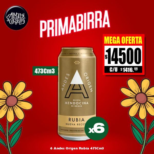 PROMOBIRRA - 6 Andes Origen Rubia Lata 473Cm3