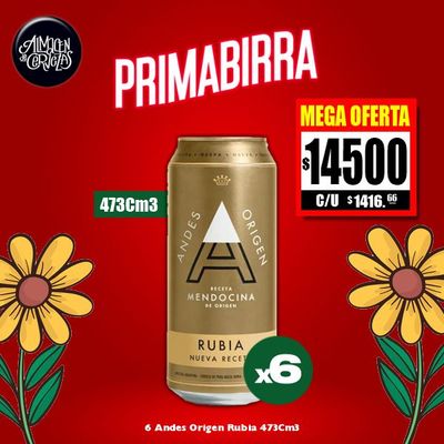 PROMOBIRRA - 6 Andes Origen Rubia Lata 473Cm3