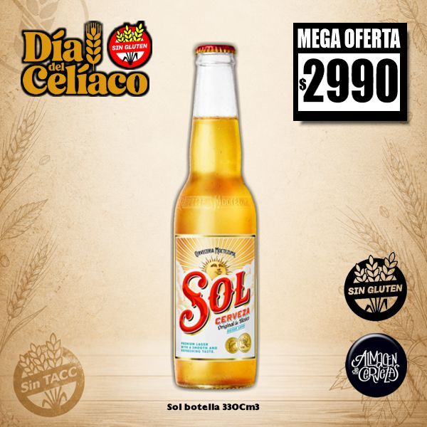 Cerveza Sol Bot 330Cm3 Sin Gluten