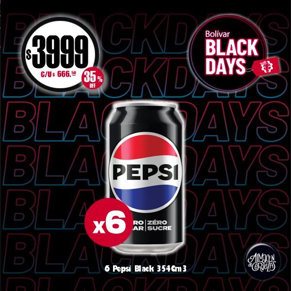 BLACK DAYS  - 6 Pepsi Black 354Cm3