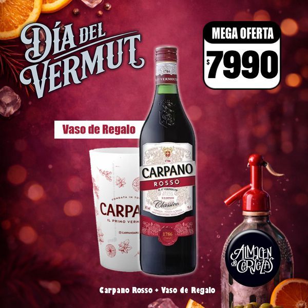 Día del Vermut - Carpano Rosso 950Cm3 Vaso Regalo