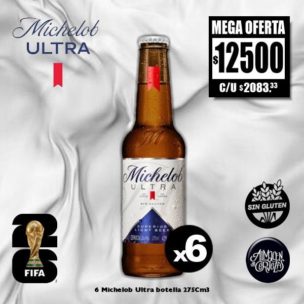 FIFA World Cup 2026- 6 Michelob Ultra Botella 275 Cm3- Sin Gluten