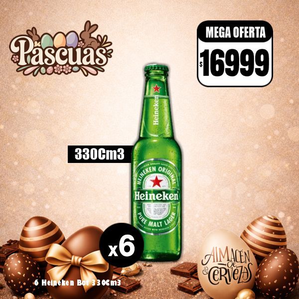 PASCUAS - 6 Heineken botella 330Cm3