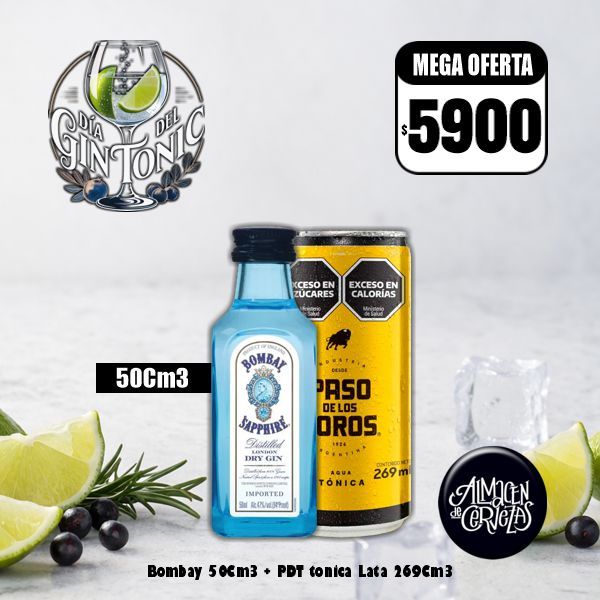 Bombay Sapphire 50Cm3 + 1 PDT​ T​onica Lata 269Cm3