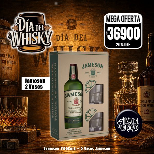 Jameson 750Cm3+ 2 (dos) Vasps Jameson vidrio.