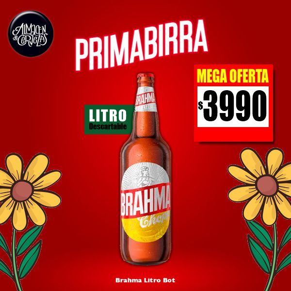 PRIMABIRRA - Brahma botella Litro - Envase GRATIS