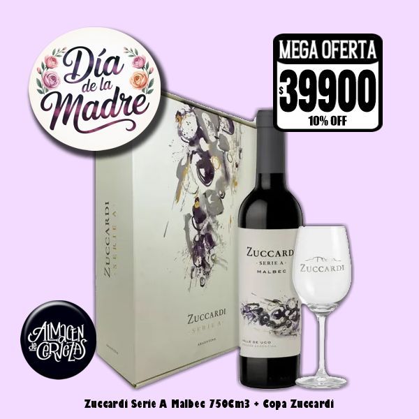 Día de la Madre - Zuccardi Serie A Malbec 750Cm3 Copa Estuche.
