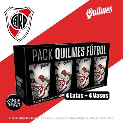 Eco Vaso RIVER + 4 Latas Quilmes Clásica o 0.0% 473CM3