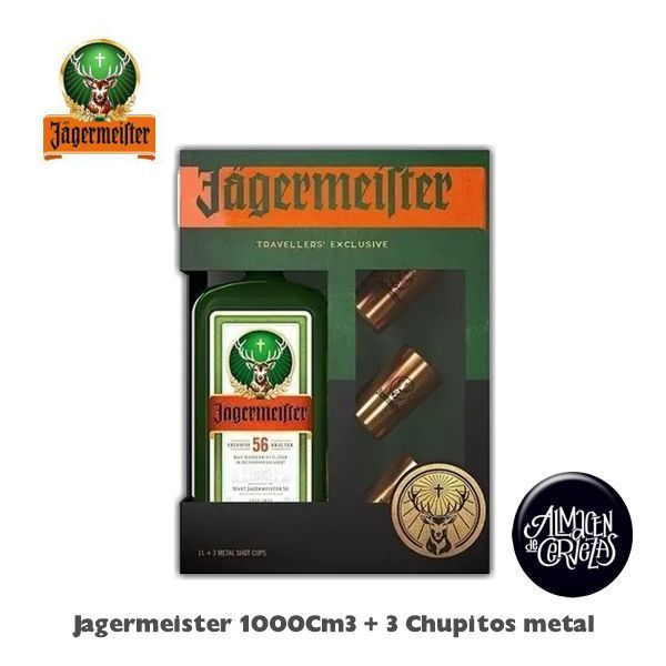 Jägermeister 1000Cm3 + 3 Shots Metalicos en Estuche