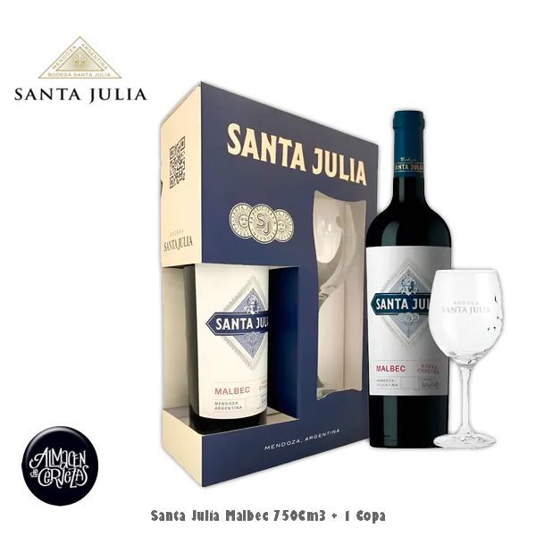 Santa Julia Malbec 750Cm3 + Copa en Estuche