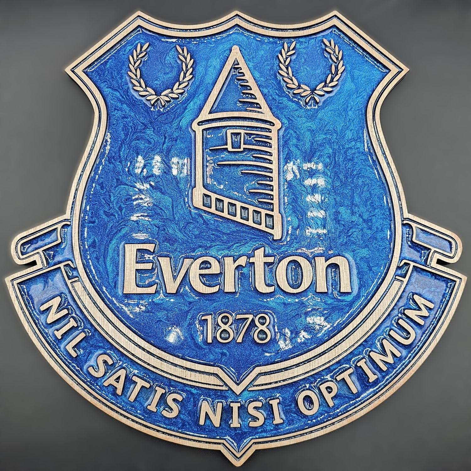 Inspired By Everton F.C. Handcrafted Wooden and Resin Crest