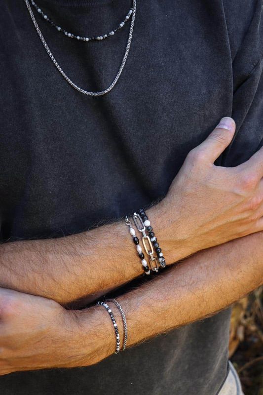 Big black bracelet silver