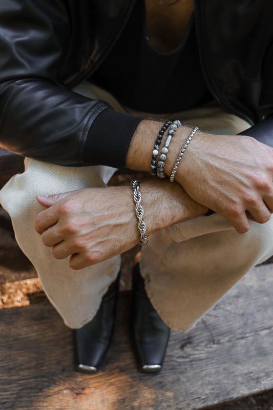 Marble Grey Bracelet Silver