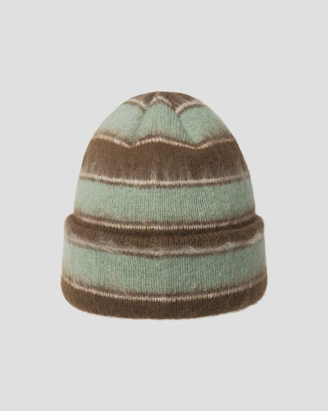 Fuzzy stripe beanie