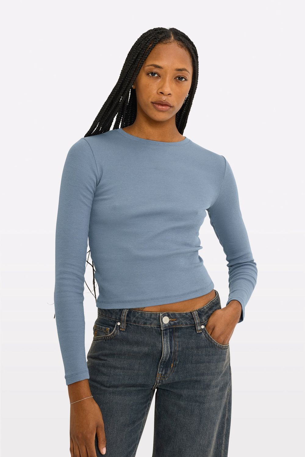 Enally longsleeve short tee, Color: Blue, Size: XS