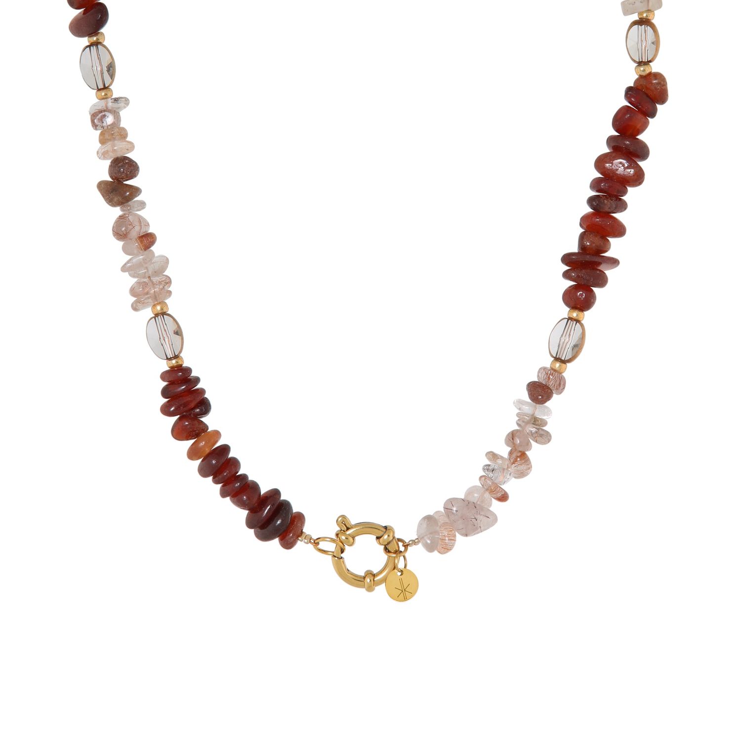 Red rock necklace gold
