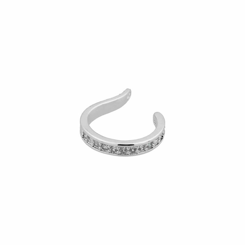 Single plain shiny earcuff silver