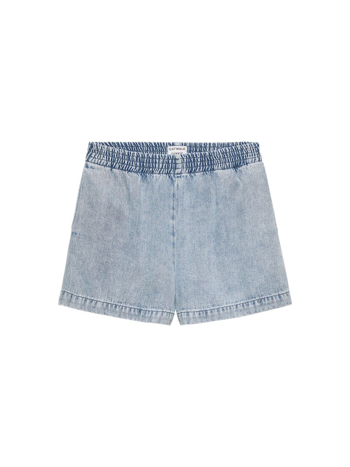 Pull on denim shorts